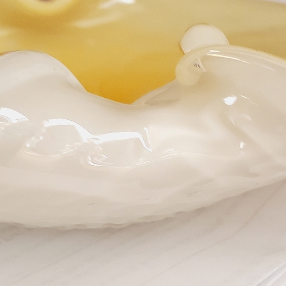 Vintage Murano Style Caramel Yellow Encased Glass Dish - Picture 12 of 12